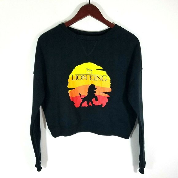 Disney Lion King Womens Small Black Crop Pullover Sweatshirt Cotton Poly Blend - Picture 1 of 8